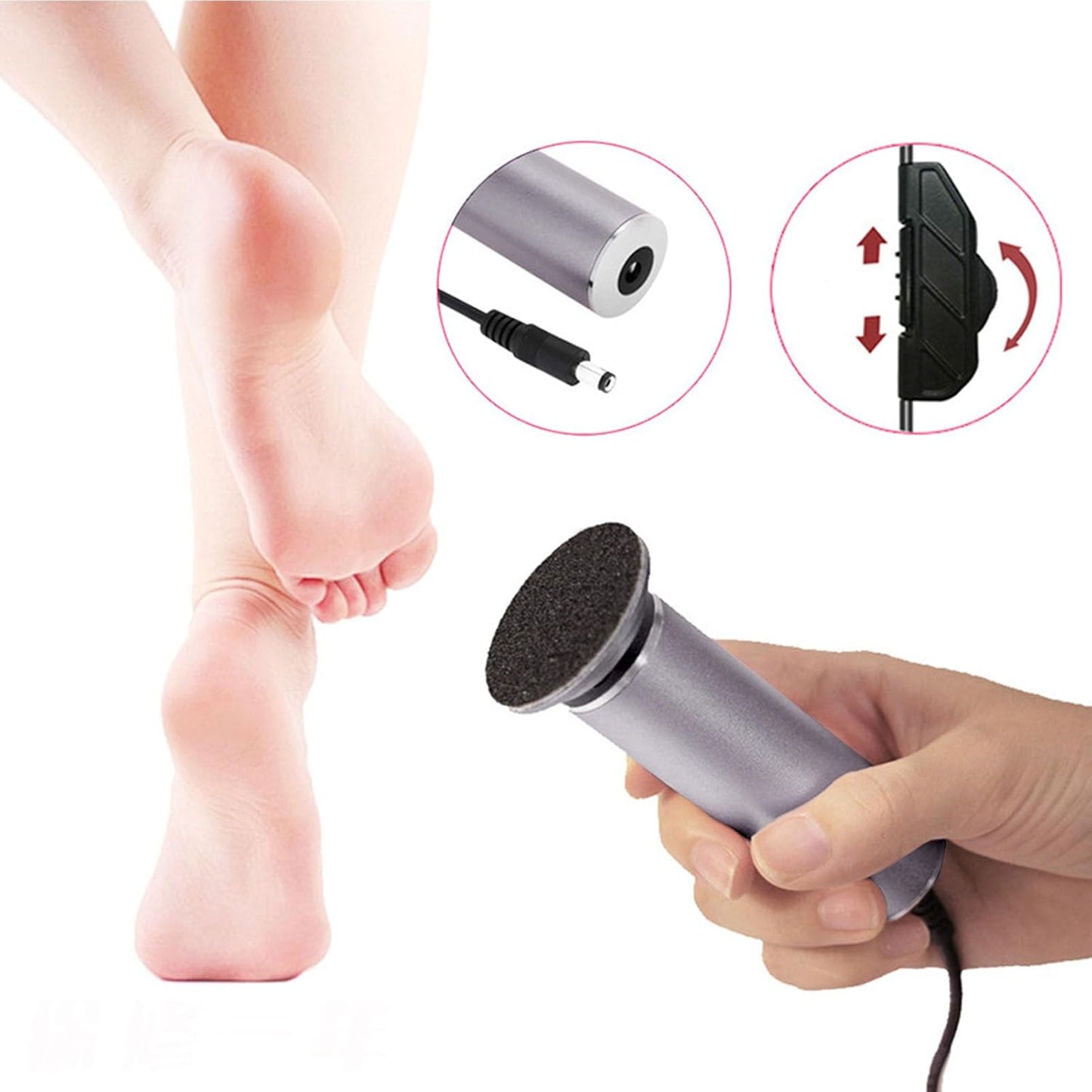 Electric Foot Grinder Callus Remover with Adjustable Speed & 60 Sanding Discs - Soft Skin Care