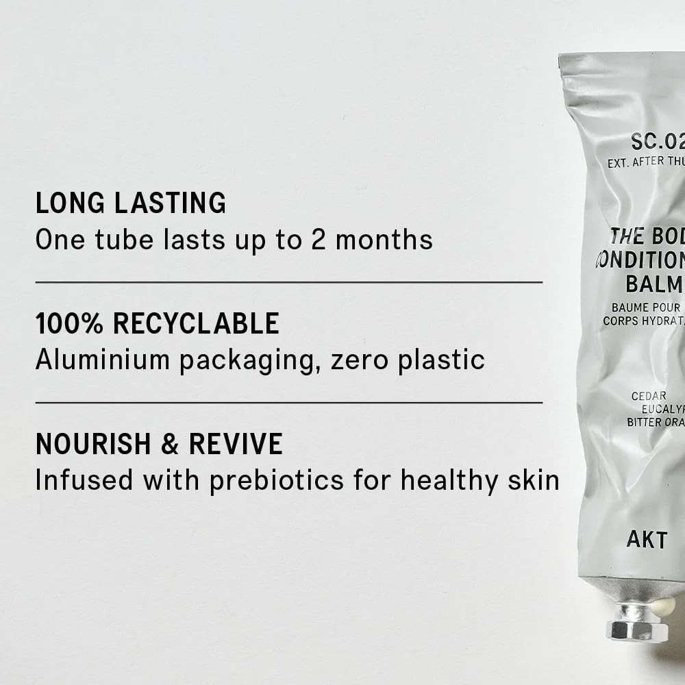 AKT The Body Conditioning Balm 3.4 Fl Oz, Firming Cream, Hydrating Body Balm with Olive Squalane & Lactic Acid, Vegan Moisturizer, Plastic Free, Sc.02 After Thunder, All Genders