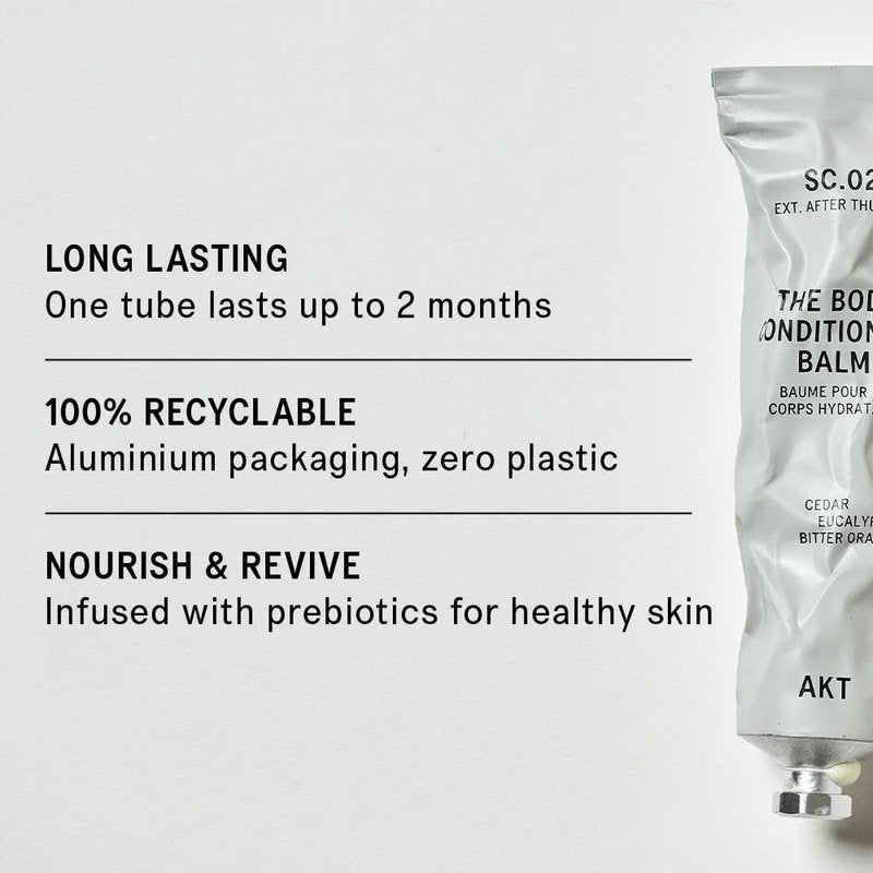 AKT The Body Conditioning Balm 3.4 Fl Oz, Firming Cream, Hydrating Body Balm with Olive Squalane & Lactic Acid, Vegan Moisturizer, Plastic Free, Sc.02 After Thunder, All Genders