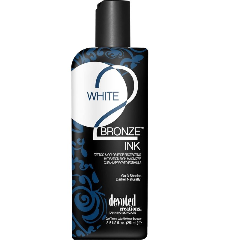 Devoted Creations White 2 Bronze Ink Tanning Lotion - Color Fade Protection, 8.5 oz