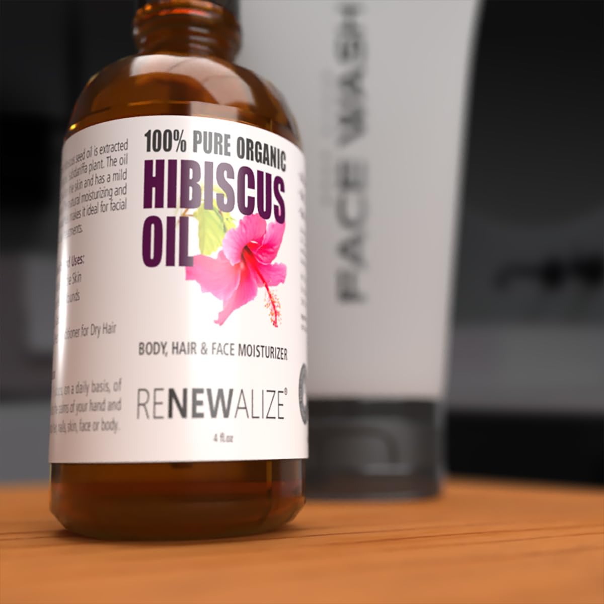 Renewalize Virgin Organic HIBISCUS SEED OIL | Unrefined Cold Pressed 100 Percent Pure | Large 4 fl oz bottle | All Natural Anti Aging and Hair Growth oil