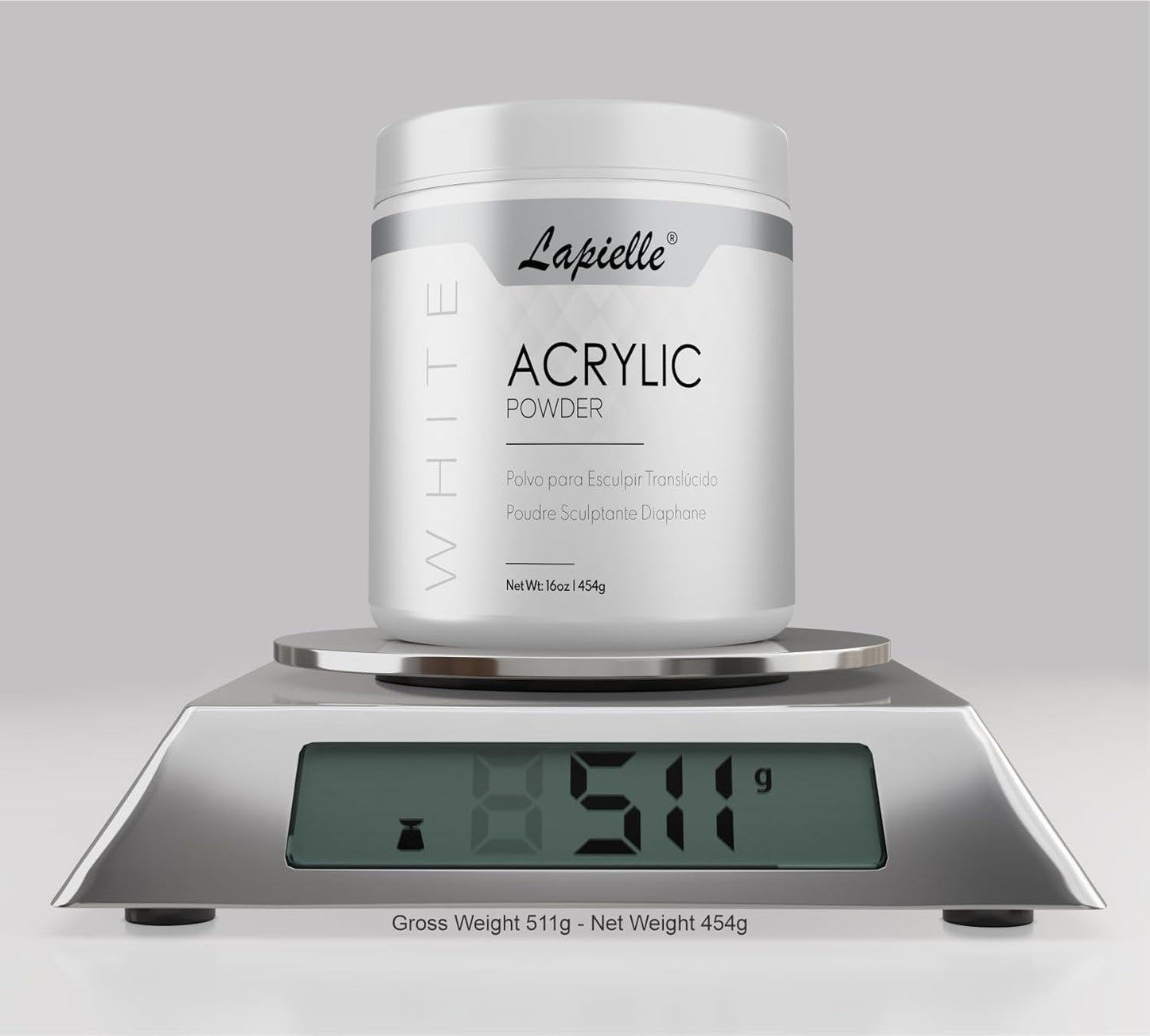 Professional Acrylic Powder for Nail Art - Quick Dry, Long-Lasting, 16oz Clear, Pink & White