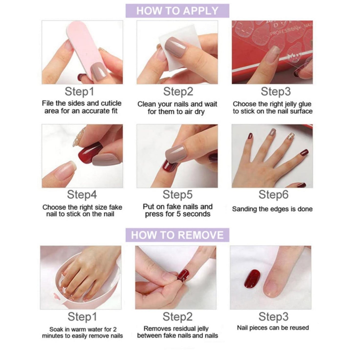 Christmas Press-On Nails - Short Square Gel Full Cover with Reindeer & Santa Designs