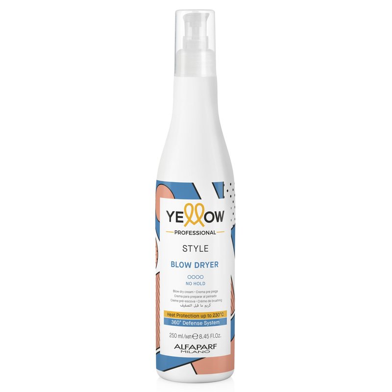 ALFAPARF MILANO Yellow Style Blow Dry Cream with Thermal Protection - Light Texture - Speeds Up Drying Time - Hydrates and Protects - Vegan Formula