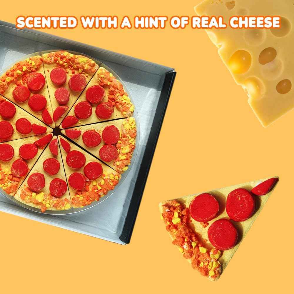 HZEX Pizza Bath Bombs Set of 8 Slices – Large Fizzies for Relaxing Bubble Bath, Handmade Spa Gift for Women, Men & Kids – Fun Pizza-Shaped Aromatherapy Bath Bomb Gift Set