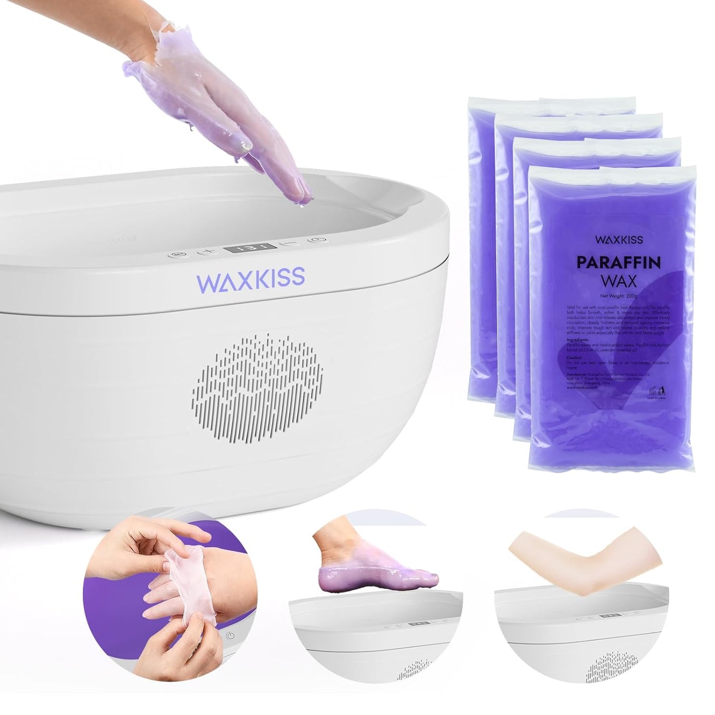 Paraffin Wax Machine Kit for Hands & Feet - 3000ml Heated Bath with Refills (White)