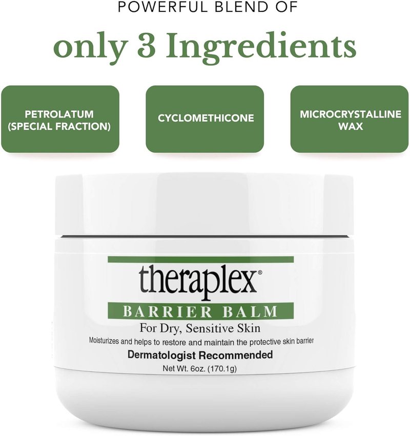Theraplex Skin Barrier Balm | Moisturizer Cream for Dry, Sensitive Skin - Hypoallergenic, Noncomedogenic - 6 Oz