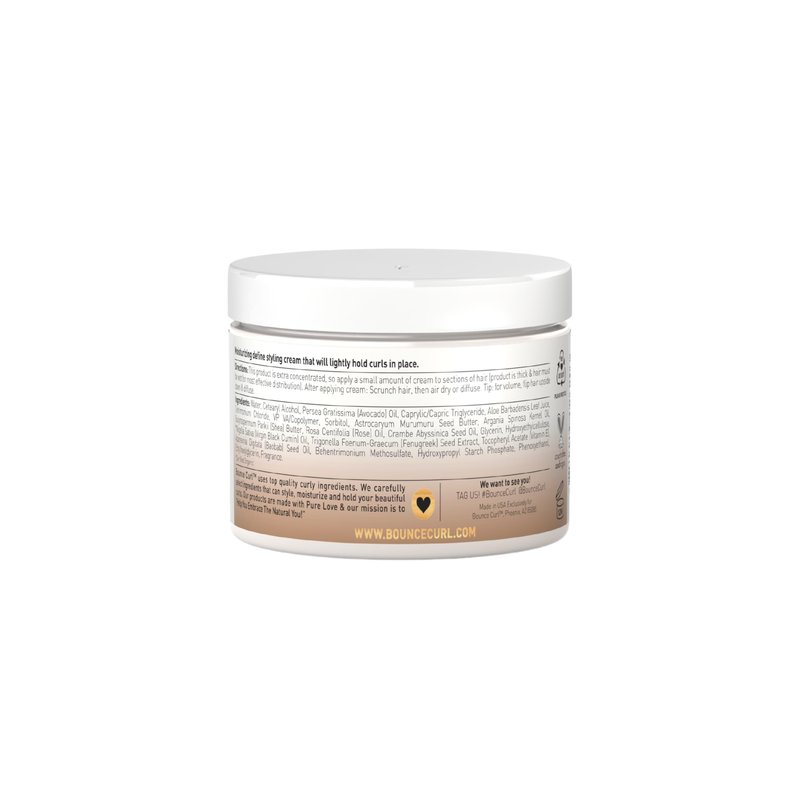 Bounce Curl Avocado and Rose Oil Clump and Define Cream Curl Cream for Curly Hair with Light Hold and Moisture