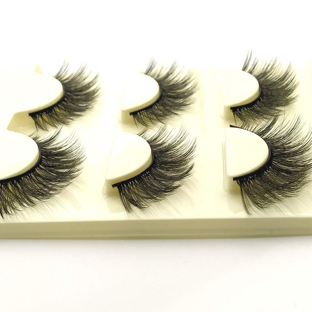 Imported Korea Fiber Faux Mink False Eye lashes Handmade Reusable Long Cross Volume Dramatic Lashes Natural Look Makeup Thick Black Fake EyeLashes