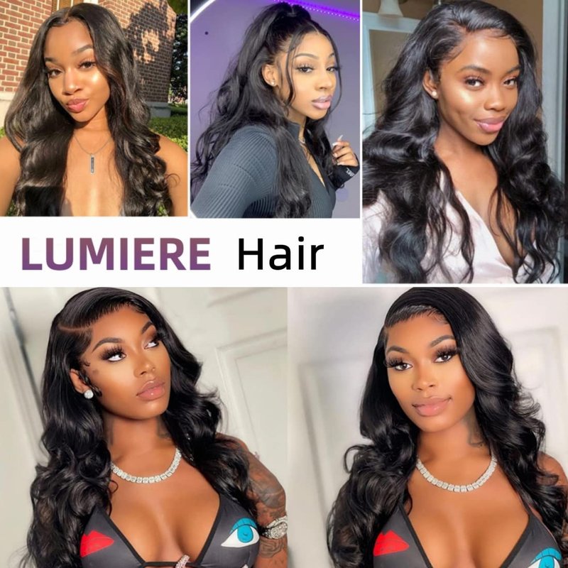 LUMIERE Clip In Hair Extensions Real Human Hair - 8 Inch Glueless Body Wave Hair Extensions Clip Ins 110g Grade 10A Brazilian Remy Hair 8Pcs With 20Clips Bob Hair Thick and Soft Natural Black