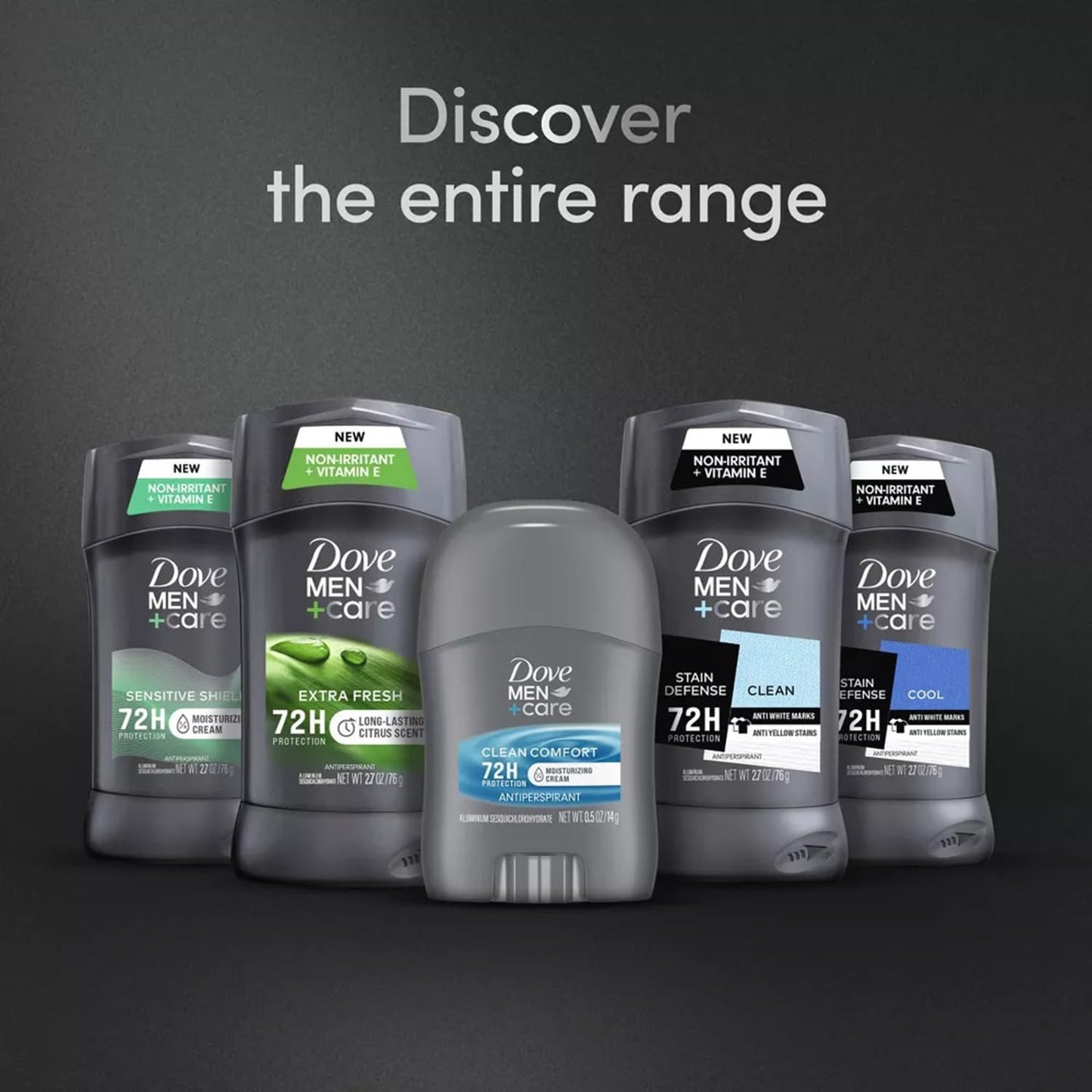 Dove Men + Care Clean Comfort Spray Deodorant & Antiperspirant 150ml / 3.8 Ounce,(4 Pack) + Travel Deodorant Stick (0.5 Oz) – 72H Protection, Long-Lasting Clean Comfort Fragrance