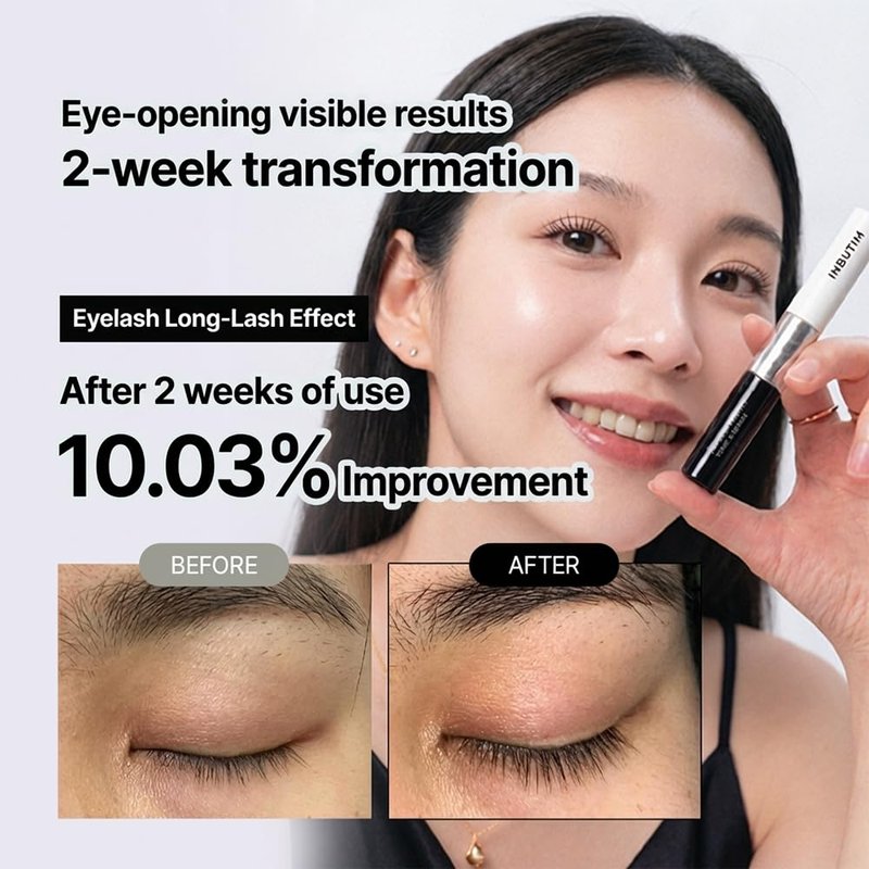 INBUTIM Lash Serum for Longer Fuller Looking Lashes - 24H Eyelash Serum & Conditioning Tonic for Lashes & Brows, Lightweight Lash Boost, 10 ml / 0.34 fl oz