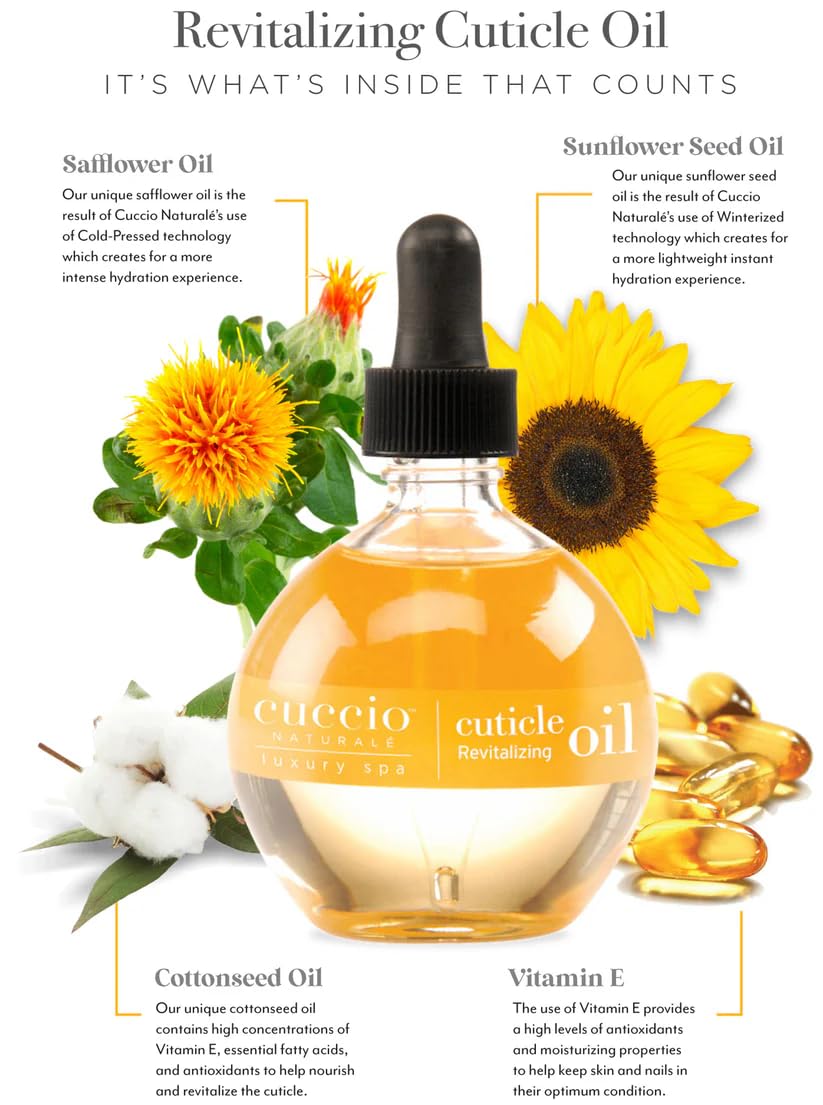 Cuccio Naturale Revitalizing Hydrating Cuticle Oil - Repair Damaged Skin & Nails - Vanilla Bean & Sugar - 2.5 Oz (Pack of 2)