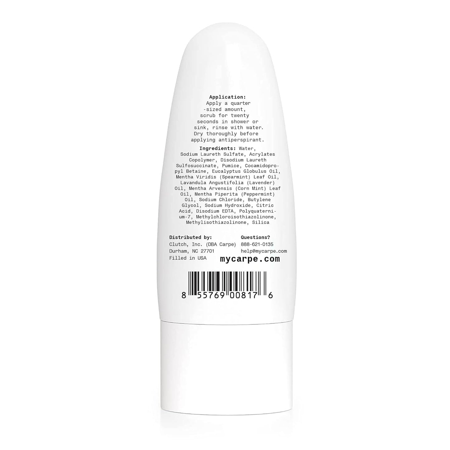 Carpe Exfoliating Underarm Scrub - Odor Protection & Deodorant Booster | Energizing Minty Fresh Scent