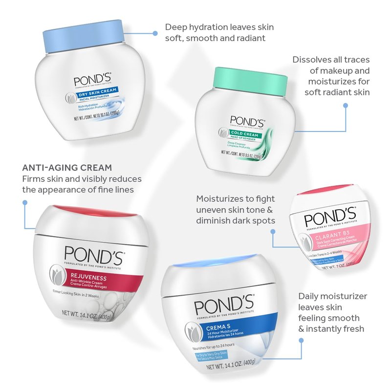 POND’S Dry Skin Cream – Moisturizing Face Cream for Deep Hydration – Daily Hydrating Facial Moisturizer for Radiant Skin – Dermatologist Tested, Non-Comedogenic Face Moisturizer, 10.1 oz, 3 Pack