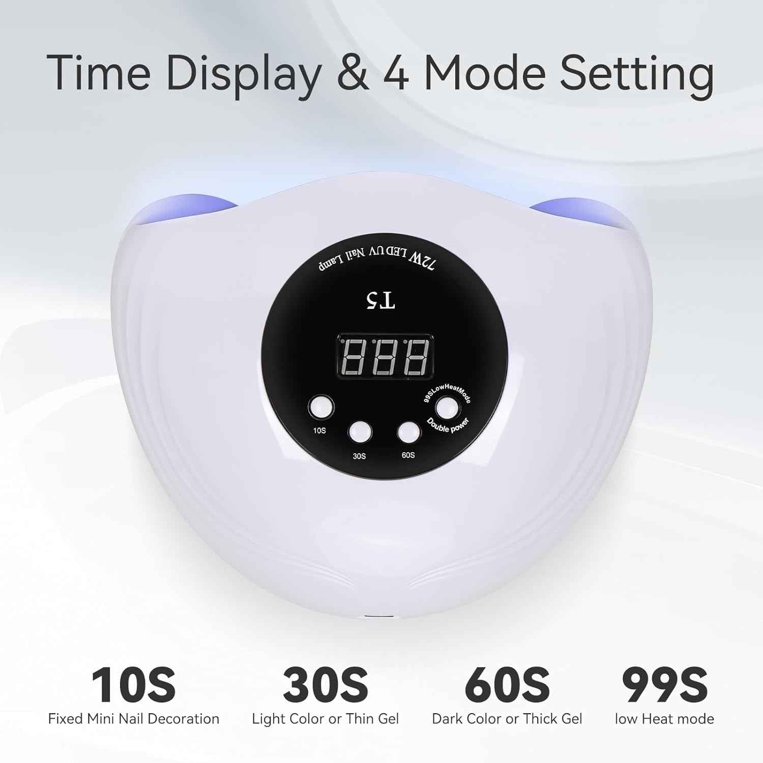 54W UV LED Nail Lamp - Quick-Dry Nail Polish Dryer with 4 Timer Settings for Gel Nails & DIY Nail Art