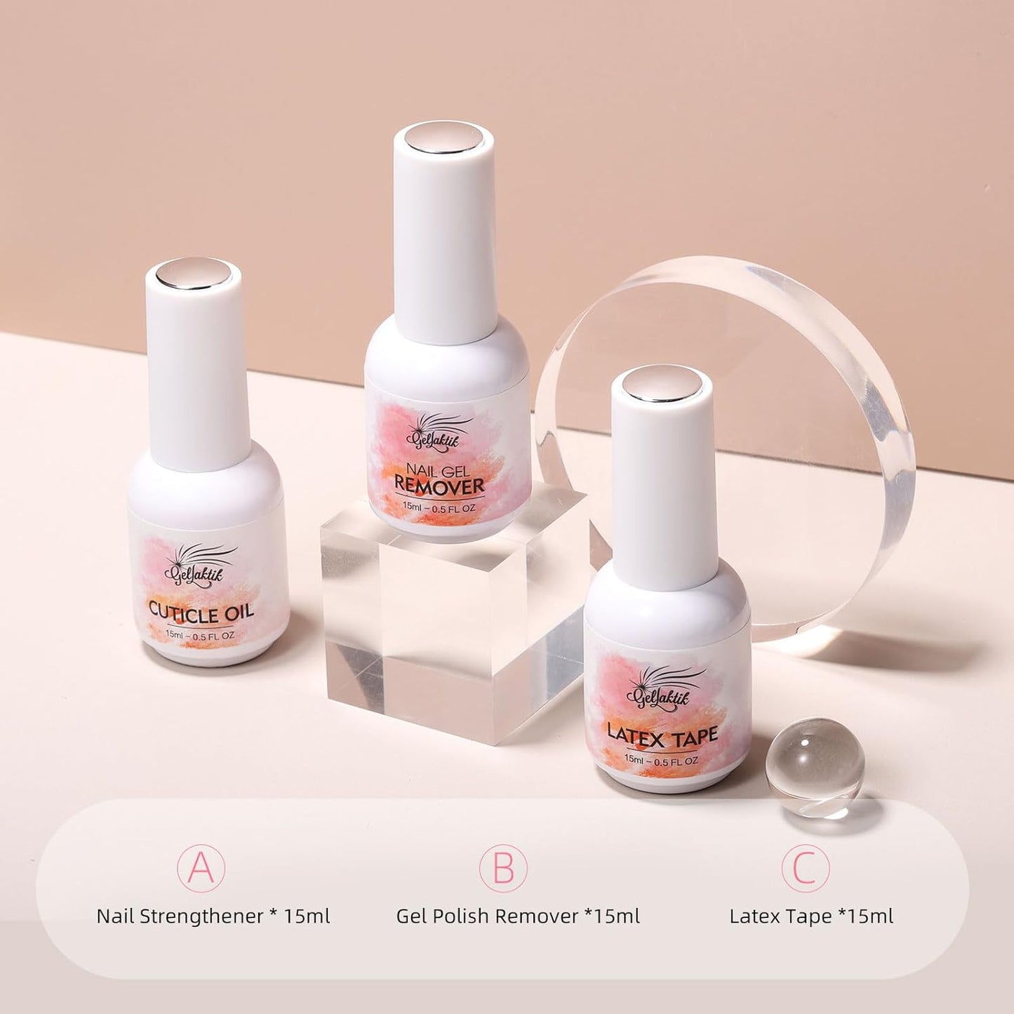 Gel Polish Remover Kit - 3 x 18ml with Cuticle Oil & Liquid Latex Tape, Fast 3-5 Min Removal