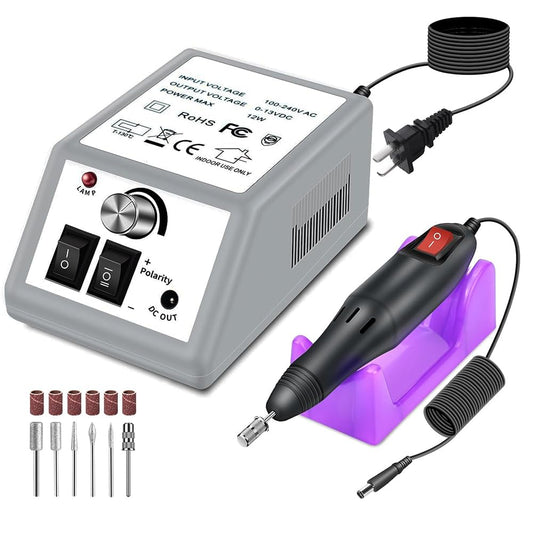 Professional Cordless Electric Nail Drill - 45000 RPM Rechargeable Nail File with 11 Bits for Acrylic & Gel Polishing - Portable Manicure Tool for Home Salon