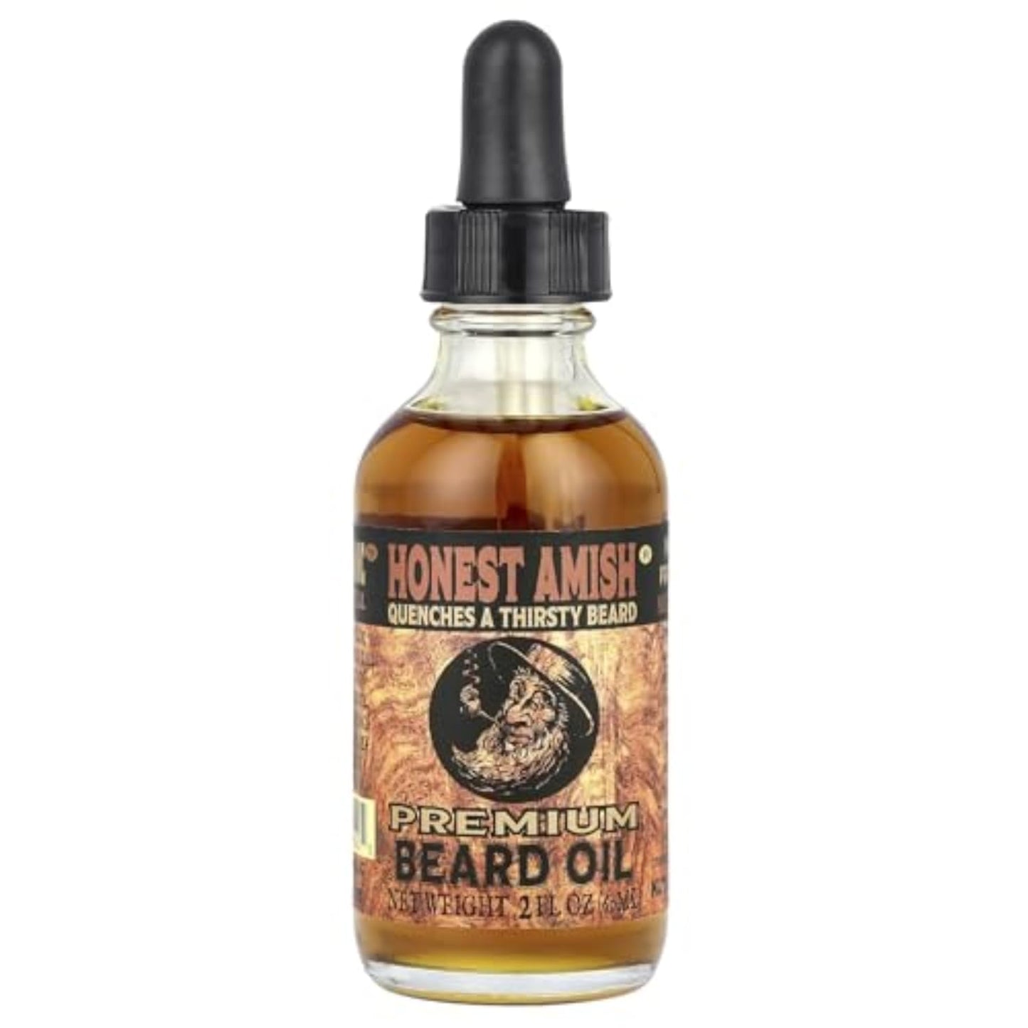 Premium Beard Oil by Honest Amish - Nourishing Formula for Soft, Healthy Beards | 2 Ounce