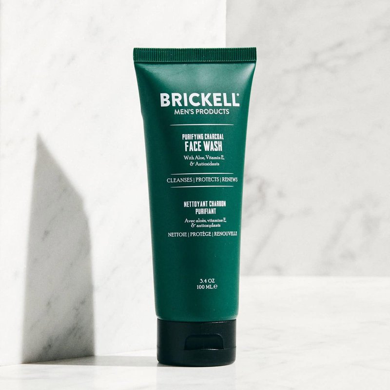 Brickell Men's Purifying Charcoal Face Wash for Men, Daily Facial Cleanser, With Charcoal, Vitamin E, and Hyaluronic Acid, 3.4 Ounce, Scented Men's Face Cleanser