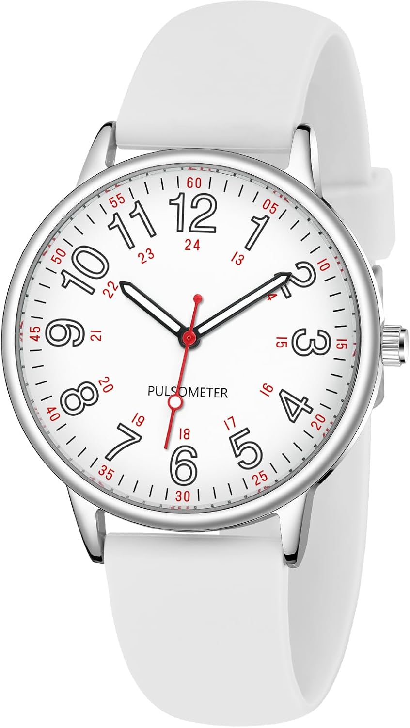 Waterproof Nurse Watch for Medical Professionals,Doctors Nursing Women Men,12/24 Hour Military Time,Analog Watch with Second Hand Nursing Luminouse Easy Read Dial Nurse Watches for Women
