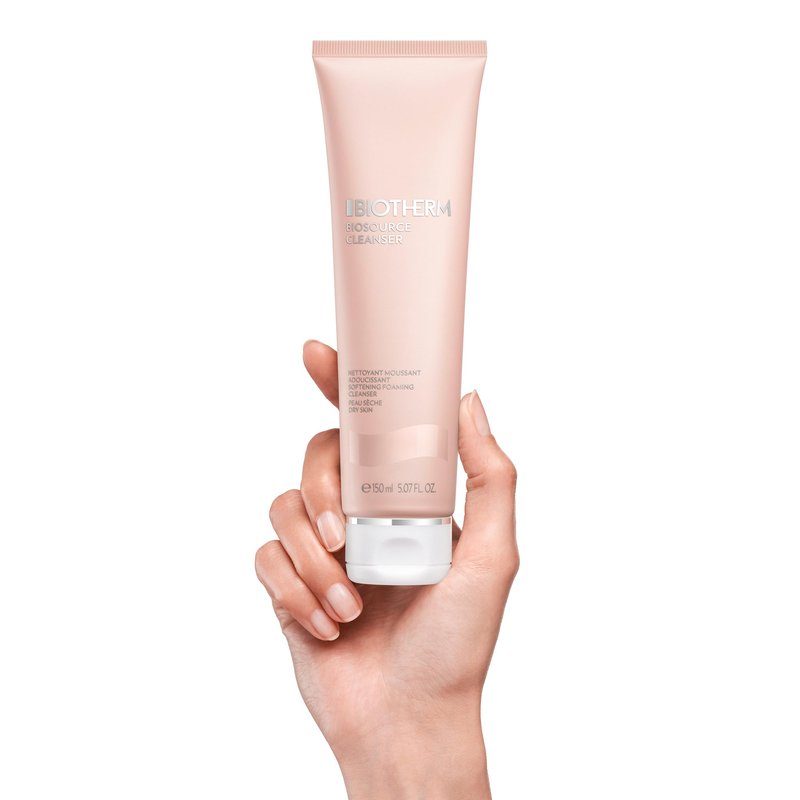 Biotherm Biosource Softening Foaming Cleanser, Rinse-Off Foaming Facial Cleanser and Make-Up Remover for Dry Skin with Biotech Plankton, for Soft and Hydrated Skin, Gel, 5.1 Fl. Oz.