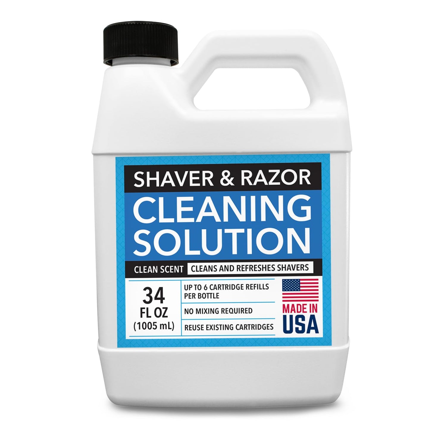 IMPRESA Shaver & Razor Cleaning Solution - 34 Fl Oz Liquid Refill - Compatible with Braun Clean & Renew Series 3, 7 & 9 Cartridges - Scent-Free Shaver Cleaning Liquid