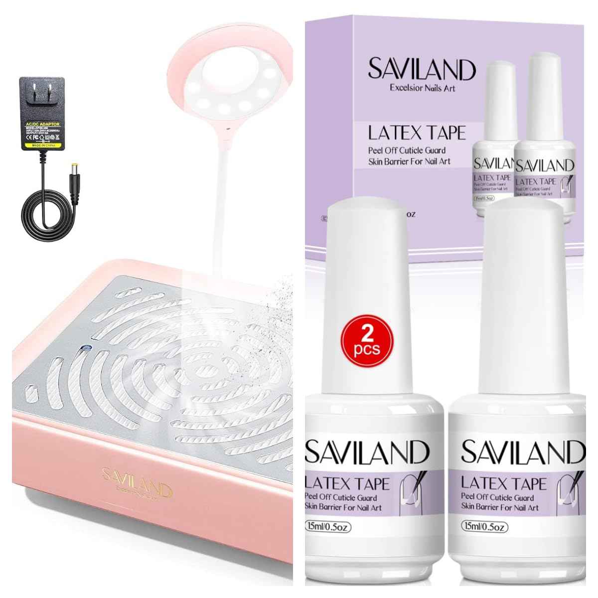 Nail Dust Collector with Lamp & Liquid Latex - SAVILAND Professional Nail Care