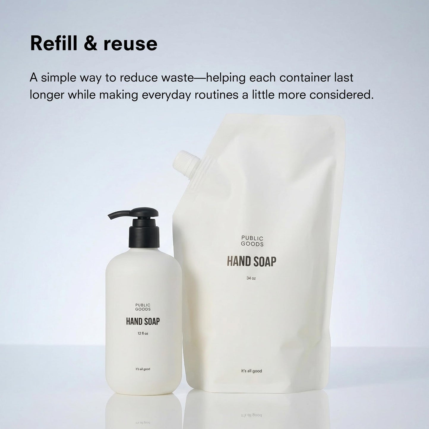 Public Goods Hand Soap | Cleansing Soap for Kitchen & Bathroom | Made with Natural Essential Oils | Paraben & Sulfate Free | Vegan Friendly | 34 Fl Oz Refill