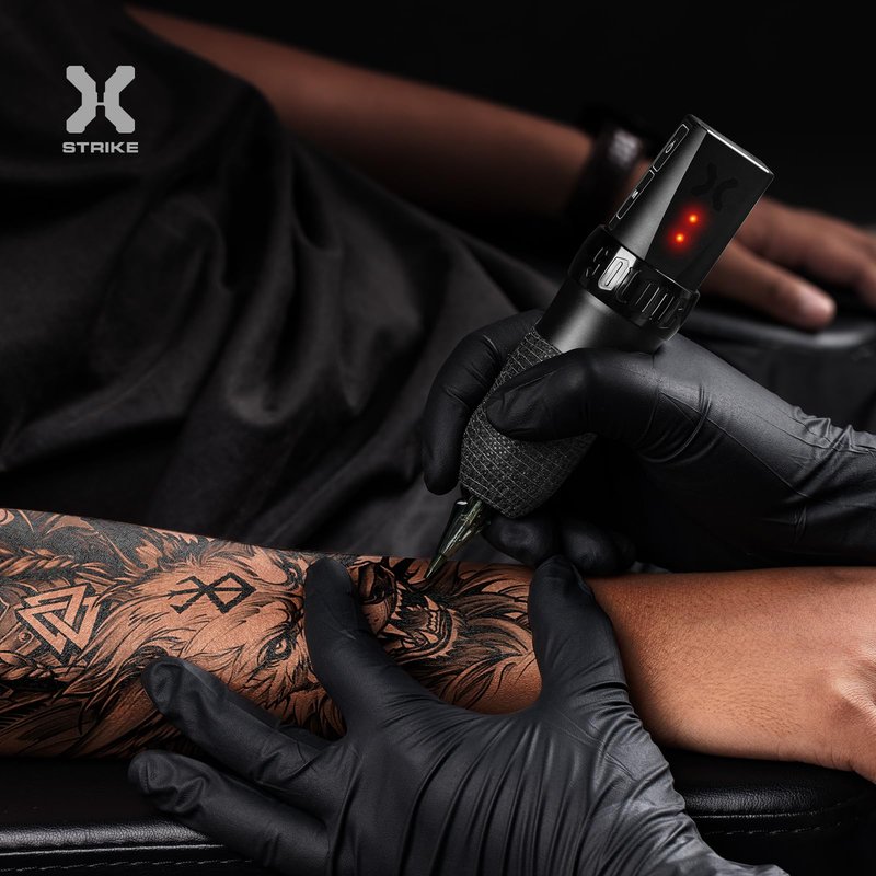 Nazzor Complete Tattoo Kit, Tattoo Gun Tattoo Machine with 2 Pack 1800mAh Battery Power Supply, 50 Cartridge Needles, Black Tattoo Ink & Storage Case for Professional Tattoo Artists