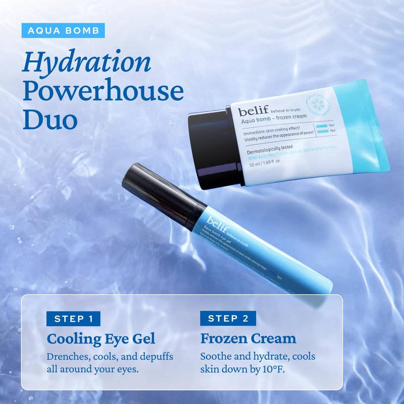 belif Aqua Bomb Frozen Gel Cream - Cooling Relief with Panthenol & Niacinamide - Daily Soothing & Hydrating Moisturizer, Lightweight, Korean Skincare, 1.69 fl oz