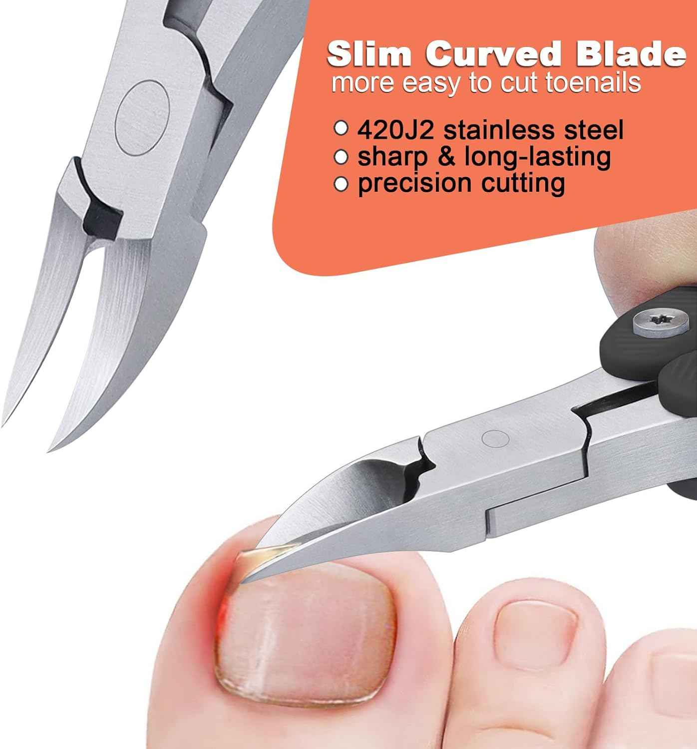 Heavy Duty Nail Clippers for Thick & Ingrown Toenails - Portable Folding Design for Men & Seniors