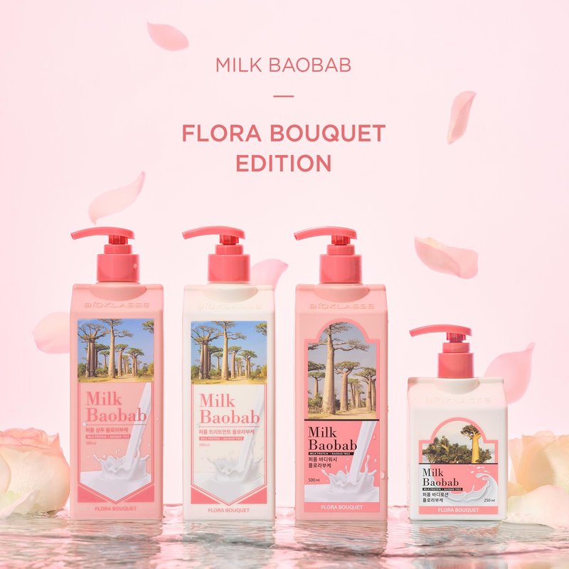 Milk Baobab Hydrating Body Wash for Dehydrated Skin, Long-Lasting Flora Bouquet Fragrance, Korean Body Care, Moisturizing & Nourishing, Paraben-Free, Gentle Cleanser, 16.9 fl oz