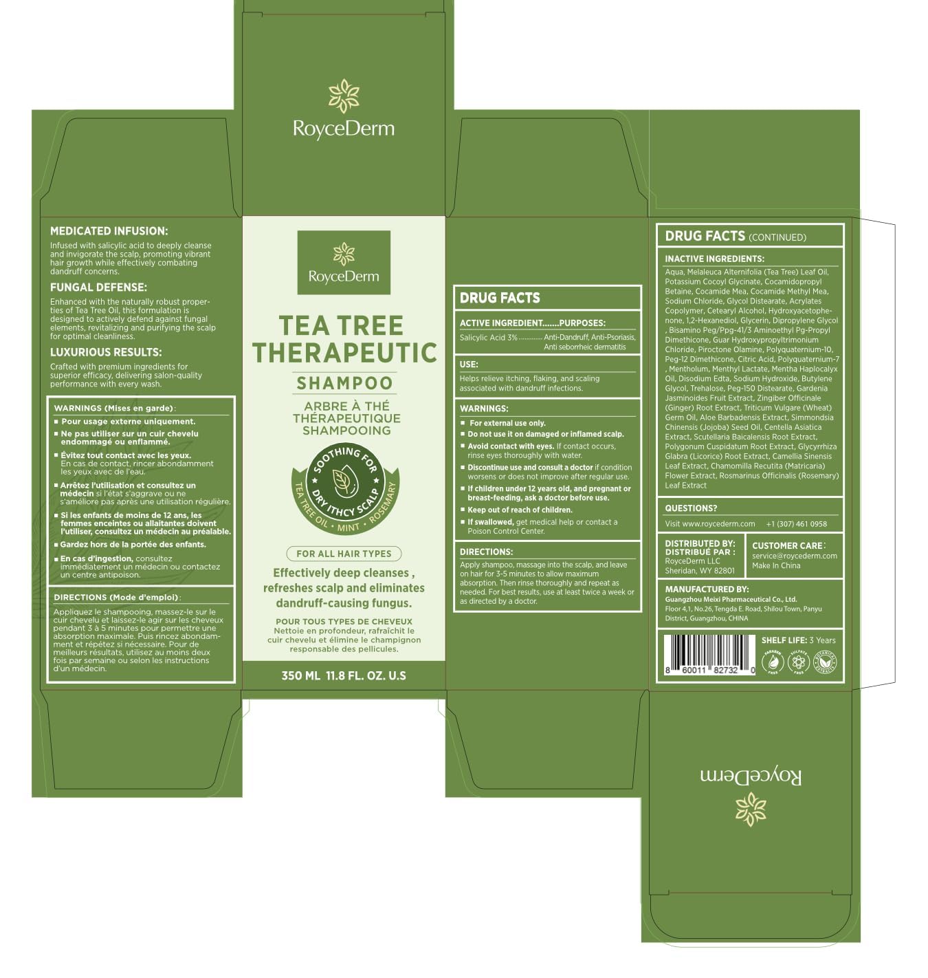 Roycederm Tea Tree Antifungal Shampoo and Conditioner: Complete Scalp Care Solution for Folliculitis, Dry, Itchy, and Flaky Scalp - Infused with Tea Tree Oil, Paraben & Sulfate Free