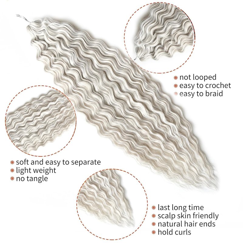 Ocean Wave Crochet Hair Loose Wave Braiding Hair For Women Synthetic Wavy Braiding Hair Extensions 3Packs (56C, 22 Inches)