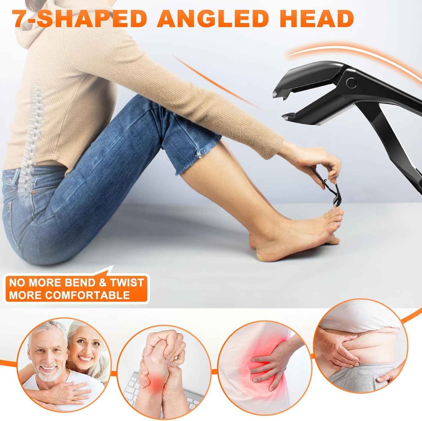 Heavy Duty Angled Toenail Clippers for Thick Nails - Wide Jaw & Catcher for Seniors