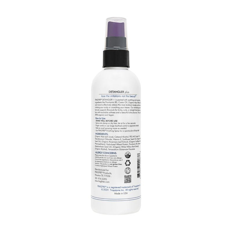 FRAGFRE Detangler plus Styling Hair Spray 8 oz (2-Pack Gift Set) - Heat Protectant and Blowout Spray - Leave in Conditioner for Sensitive Skin - Fragrance Free Hypoallergenic Unscented