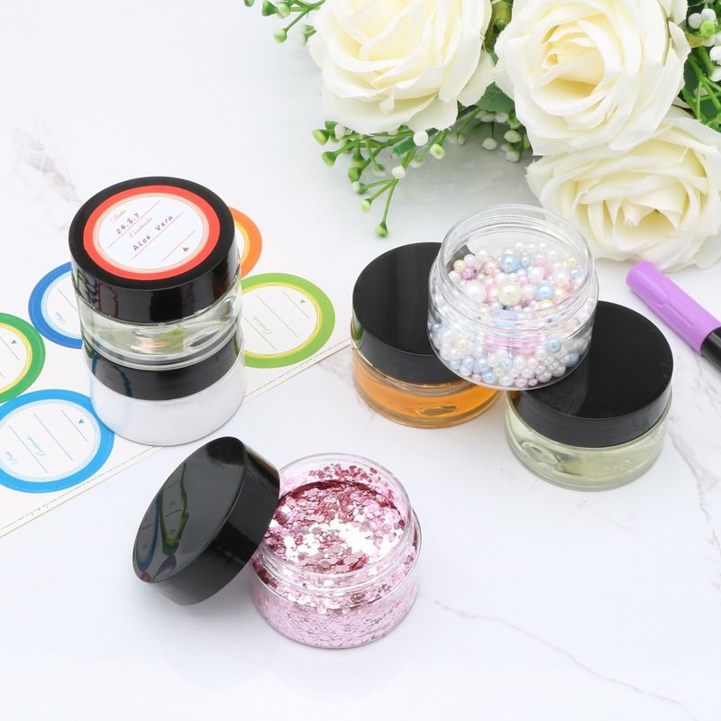 54 Pack 4oz Plastic Containers with Lids, Jars with Lids, Great for storing,lip balms, creams, ointments, cosmetics, samples