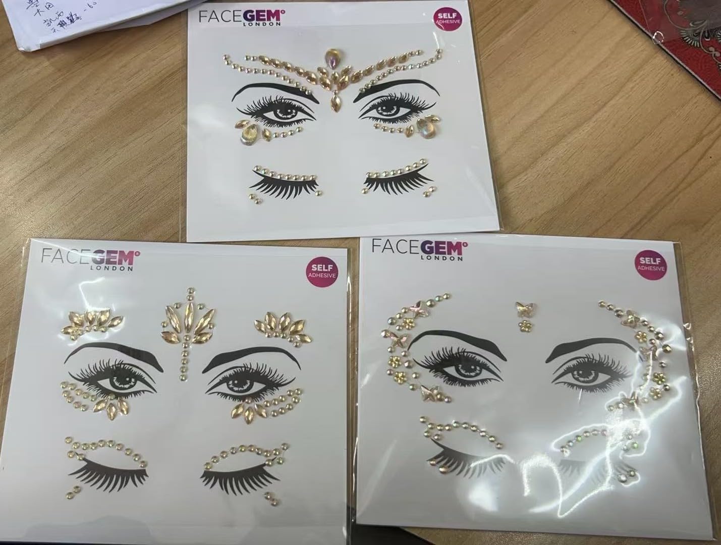 3 PCS Face Gems – Face Jewels - Self-Adhesive Rhinestone Face Jewels for Makeup, Party & Rave Looks - Eye Gems, Face Glitter, Self- Adhesive Festival Gems Festival, Glitter Tattoo, Face Gems
