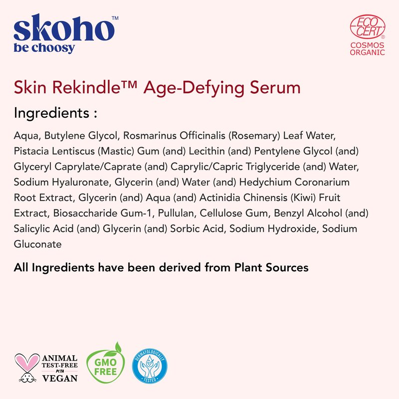SKOHO Retinol based Anti Aging Organic face Serum with 98.949% Naturality | Reduces Fine Lines & Wrinkles | Plant based Retinol serum for face| Hyaluronic Acid & Kiwi extract | COSMOS Certified| 30ml