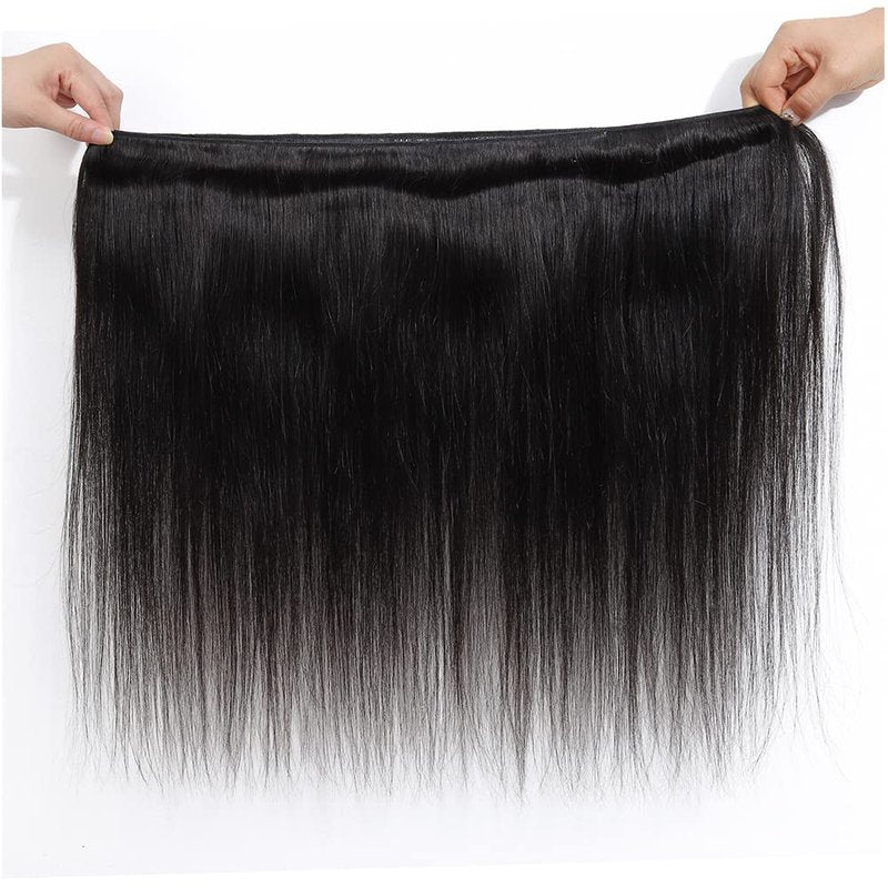 Straight Bundles Human Hair Natural Black Color 8A Unprocessed Brazilian Virgin Hair 3 Bundles 12 14 16 Inch Color #1b Bundles Human Hair Extensions
