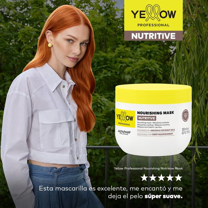 ALFAPARF MILANO Yellow Professional Nutritive Nourishing Mask for Dry Hair - Powered by Argan & Coconut Oils - Designed for Deep Nourishment (16.9 fl oz / 500ml)