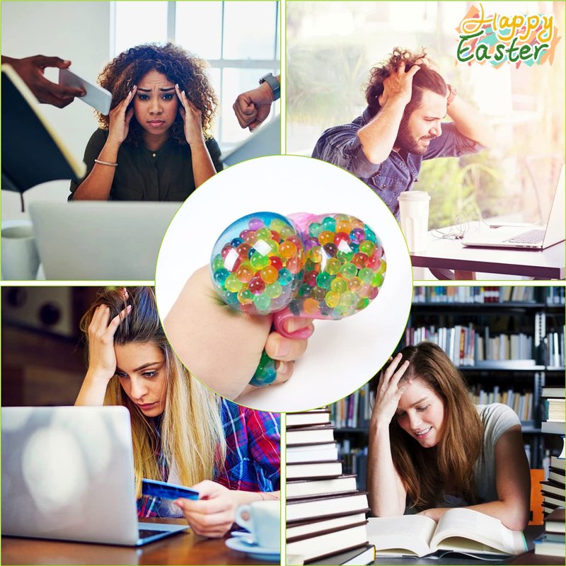 Eavotoy 12 Pack Easter Eggs Stress Balls Fidget Squishy Squeeze Ball for Easter Basket Stuffers Party Favors Gifts