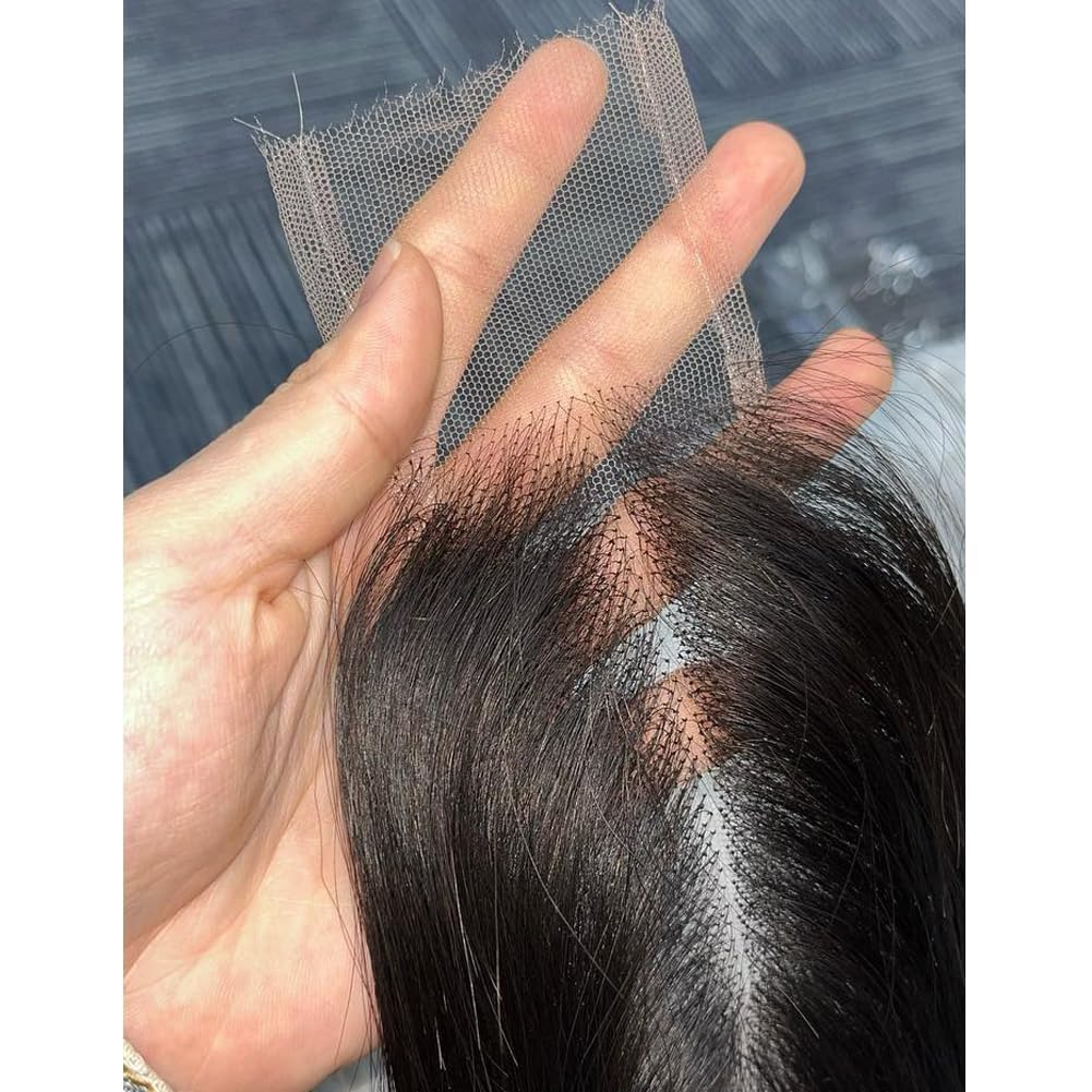 NIKISS 2x6 HD Lace Closure - Ultra-Thin Invisible Body Wave Human Hair | 16 Inch, Pre-Plucked, Bleached Knots