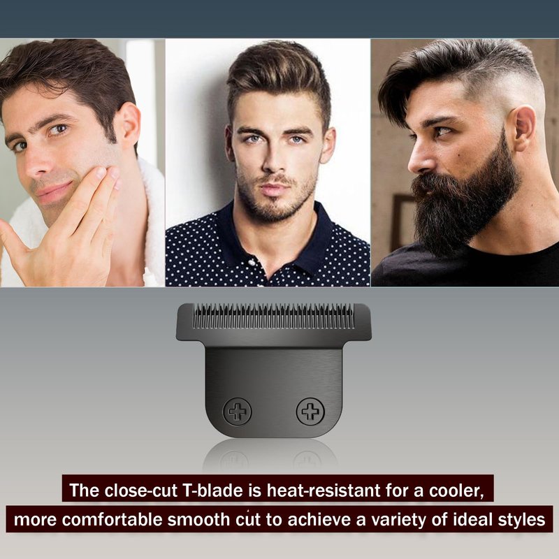 40mm Replacement Detachable Stainless Steel T Blade Compatible with Wahl All in One Lithium Ion Trimmer 2144 9818 9818L 9864 9864SS 9888 9854 9860 (Black 3 Pack)