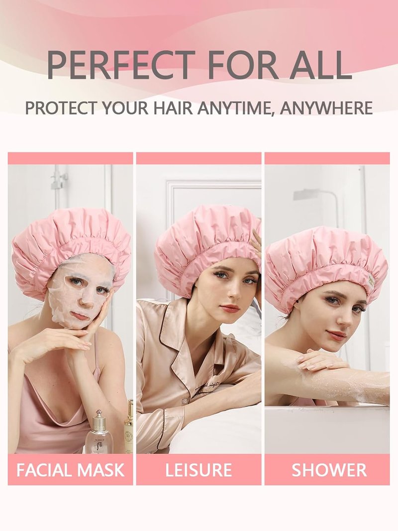 Heat Cap for Deep Conditioning - Reusable Waterproof Three-Layer Hair Cap | Pink, One Size