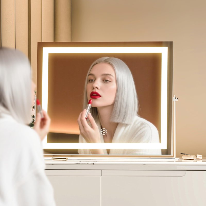 MINISO Vanity Mirror with Lights-11.4" x 13.8" LED Makeup Mirror, 3 Color Modes Touch Control and Brightness Adjustment Lighting Mirror, 10X Magnifying Glass, 360° Rotation