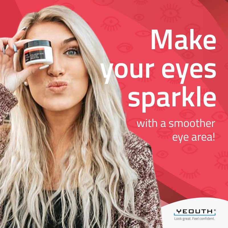 YEOUTH Retinol Eye Cream with Hyaluronic Acid and Tripeptide Complex, Under Eye Hydrating Cream for Puffiness and Bags, 2oz