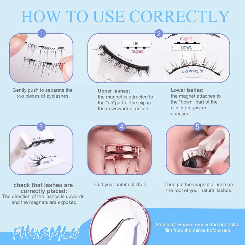 Magnetic Eyelashes with Applicator,Reusable Magnetic Eyelashes Natural Look,Easy to Wear and Remove Soft Lashes kit No Liner Needed(Wild)