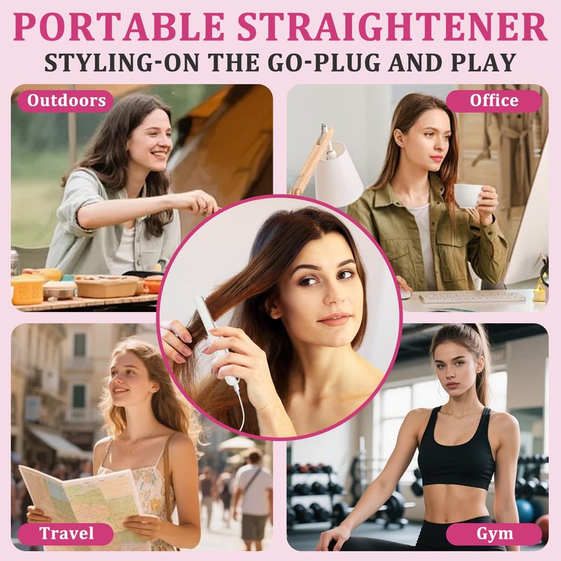Straightener Irons|Rechargeable Hair Iron,30-Minute Auto Shut-Off,Mini Compact Portable Hair Iron,(White)-This Model Requires a USB Cable to Operate (no Built-in Battery)